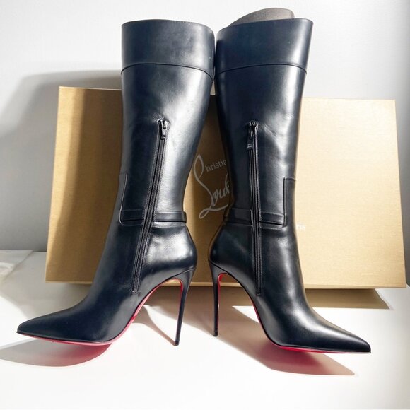 NWT Christian Louboutin - Lock Kate Botta leather knee-high boots Size 39.5 - Picture 5 of 12